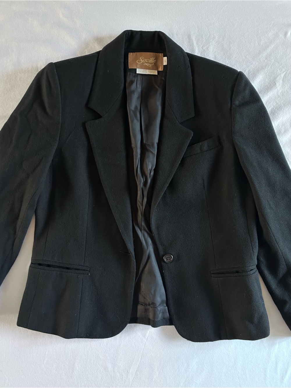 Saville Black 100% Pure Wool Blazer Size 10 Classic Tailored Jacket